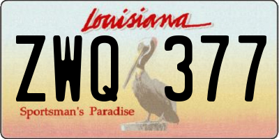 LA license plate ZWQ377