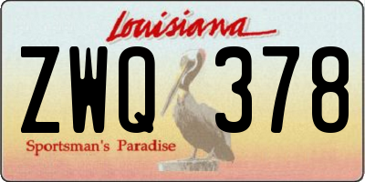 LA license plate ZWQ378