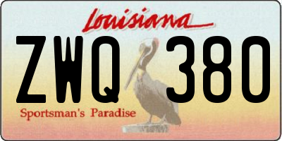 LA license plate ZWQ380