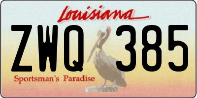 LA license plate ZWQ385