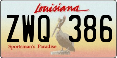 LA license plate ZWQ386