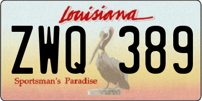 LA license plate ZWQ389