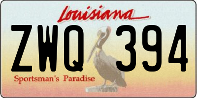 LA license plate ZWQ394