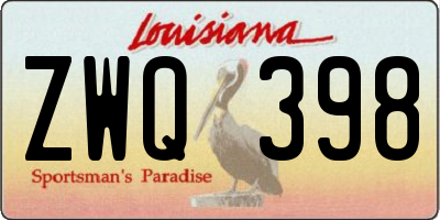 LA license plate ZWQ398