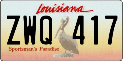 LA license plate ZWQ417