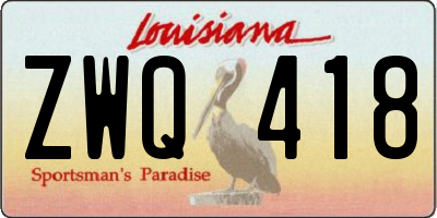 LA license plate ZWQ418