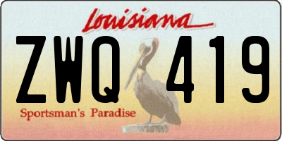 LA license plate ZWQ419