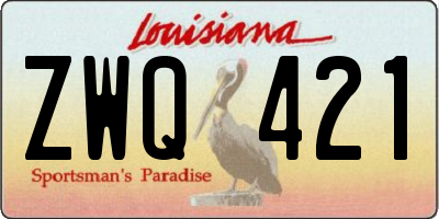 LA license plate ZWQ421