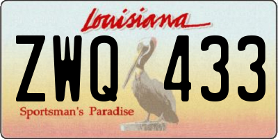 LA license plate ZWQ433