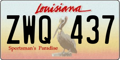 LA license plate ZWQ437