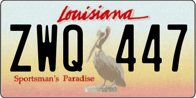 LA license plate ZWQ447