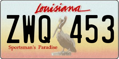 LA license plate ZWQ453