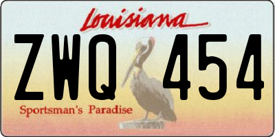 LA license plate ZWQ454