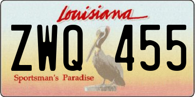 LA license plate ZWQ455