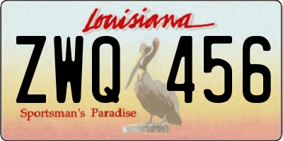 LA license plate ZWQ456