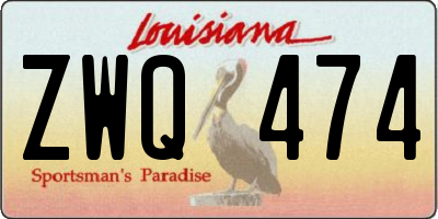 LA license plate ZWQ474