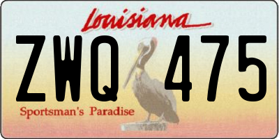 LA license plate ZWQ475