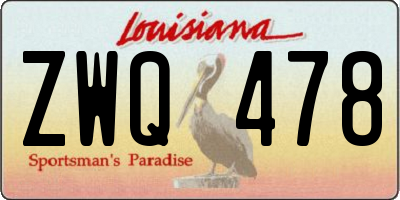 LA license plate ZWQ478