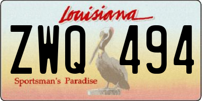 LA license plate ZWQ494