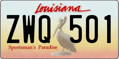 LA license plate ZWQ501