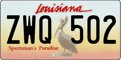 LA license plate ZWQ502