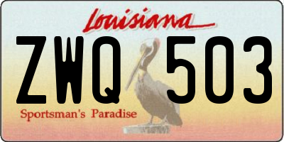 LA license plate ZWQ503