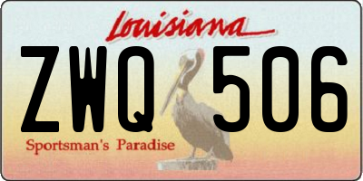 LA license plate ZWQ506