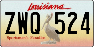 LA license plate ZWQ524