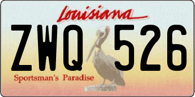 LA license plate ZWQ526