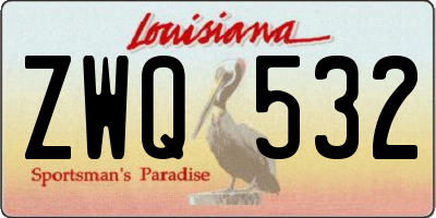 LA license plate ZWQ532