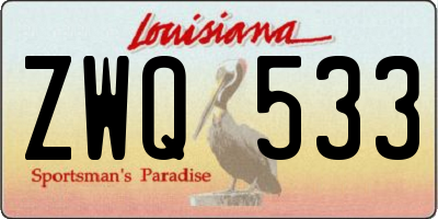 LA license plate ZWQ533