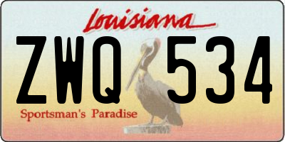 LA license plate ZWQ534