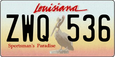 LA license plate ZWQ536