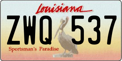 LA license plate ZWQ537