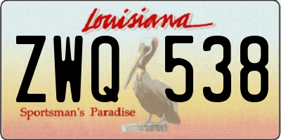 LA license plate ZWQ538