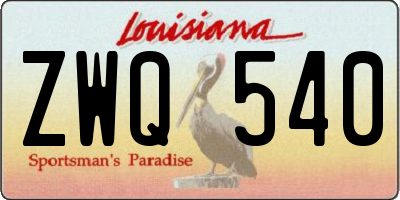 LA license plate ZWQ540