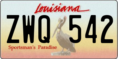 LA license plate ZWQ542