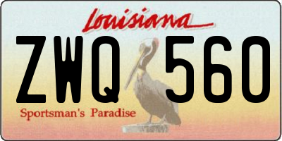 LA license plate ZWQ560