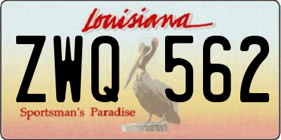 LA license plate ZWQ562