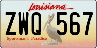 LA license plate ZWQ567