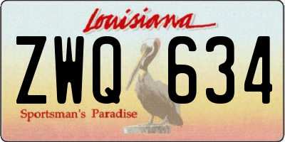 LA license plate ZWQ634