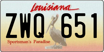 LA license plate ZWQ651