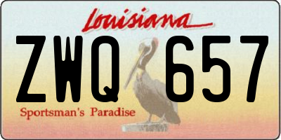 LA license plate ZWQ657