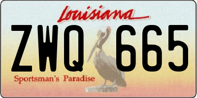 LA license plate ZWQ665