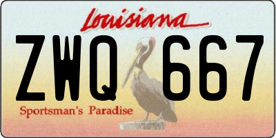 LA license plate ZWQ667