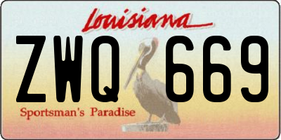 LA license plate ZWQ669