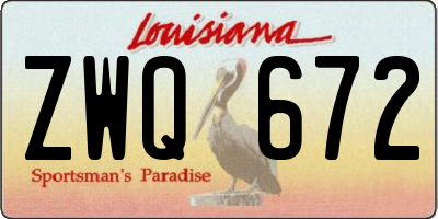 LA license plate ZWQ672