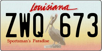 LA license plate ZWQ673