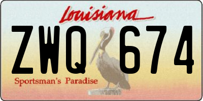 LA license plate ZWQ674