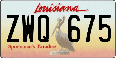 LA license plate ZWQ675